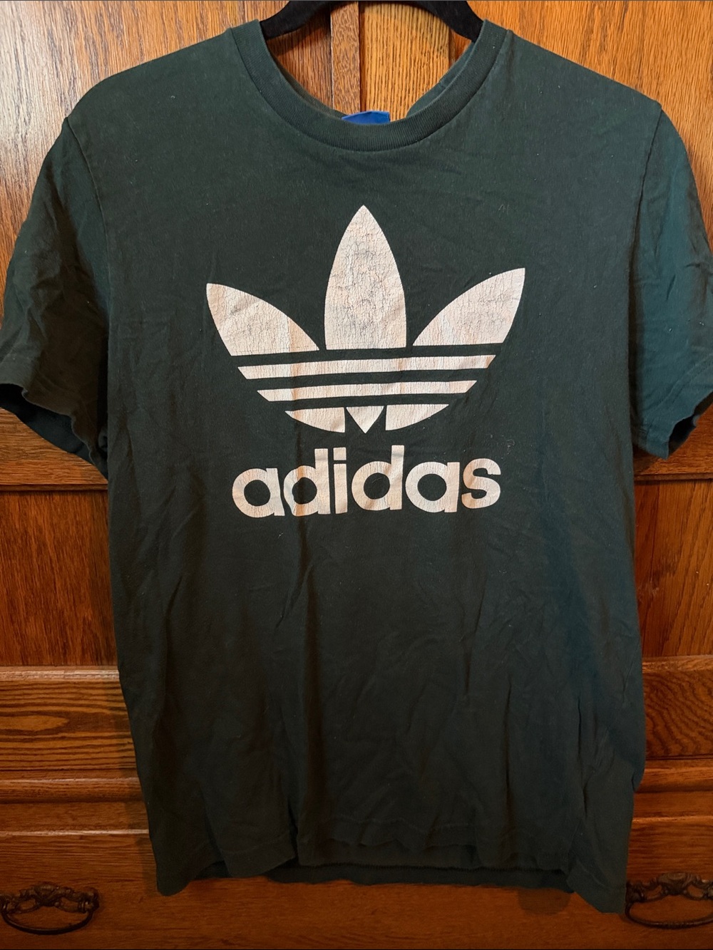 Vintage Adidas Forest Green Trefoil Logo Short Sleeve Tee with White Print